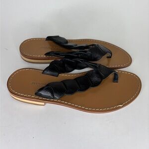 Studio Pollini Sandals Flip Flops Women Size 35 US 5 Black Leather Italy